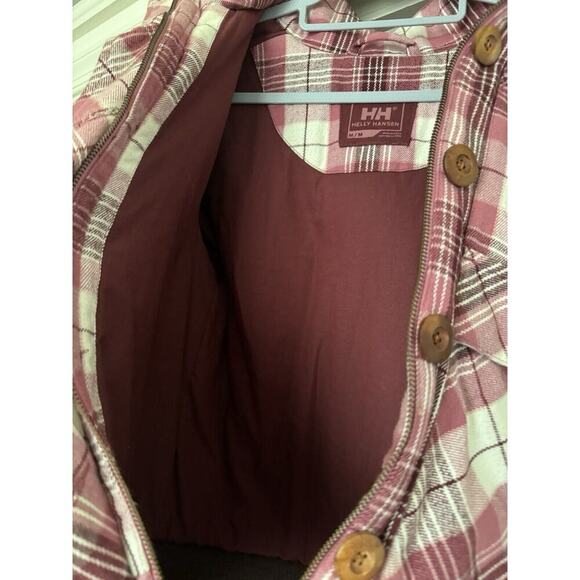 Helly Hansen Women’s Coat Size Medium. Plaid Cotton Outer Shell Fur Hooded - Picture 7 of 12